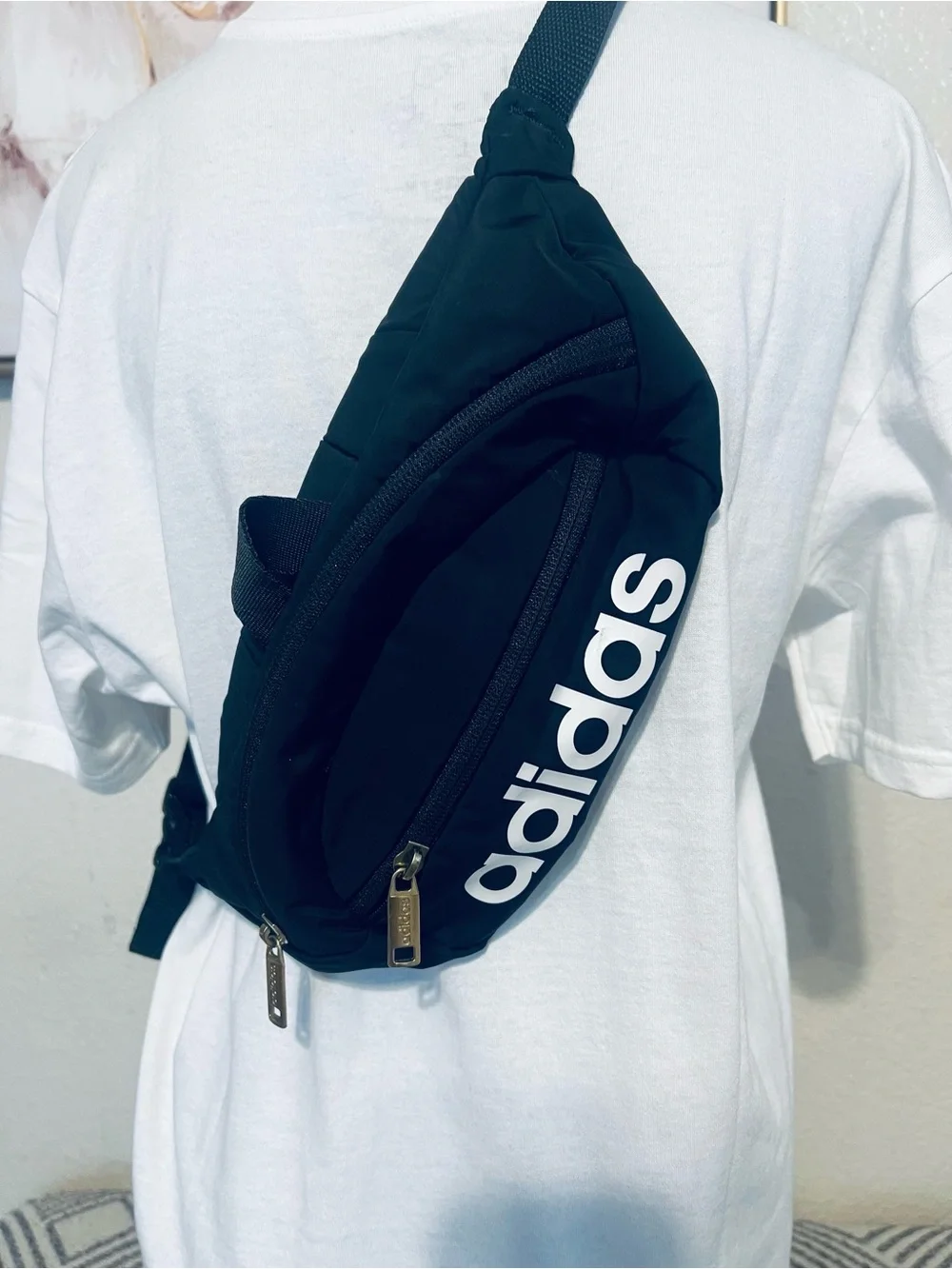 adidas Black Sling/Fanny Pack with White Logo